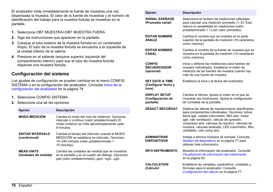 Configuración del sistema | Hach-Lange HACH 5500 sc SiO2 Operations User Manual | Page 76 / 394