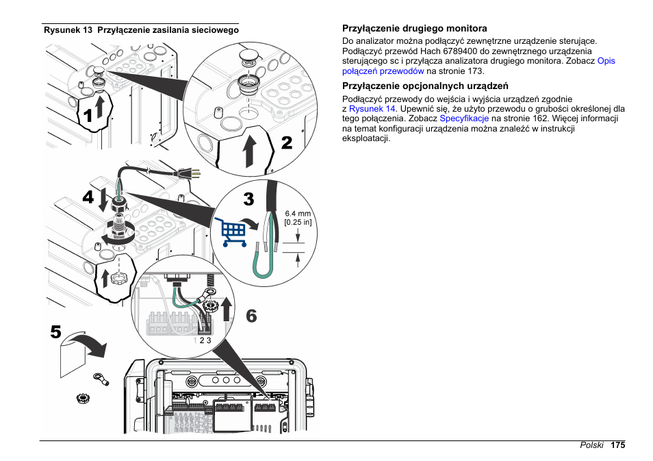 Przyłączenie drugiego monitora, Przyłączenie opcjonalnych urządzeń, Rysunek 13 | Hach-Lange POLYMETRON 9610 sc SiO2 Operations User Manual | Page 175 / 410