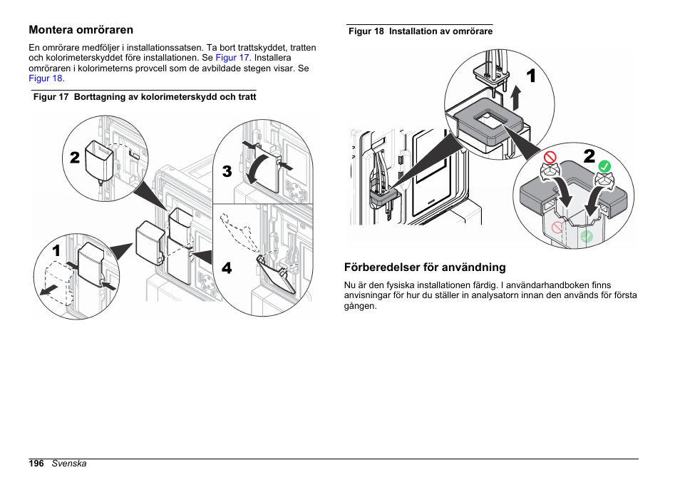 Montera omröraren, Förberedelser för användning | Hach-Lange POLYMETRON 9610 sc SiO2 Operations User Manual | Page 196 / 410