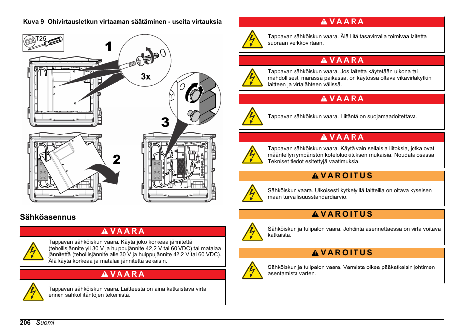 Sähköasennus, Kuva 9, Esitetyllä tavalla | Hach-Lange POLYMETRON 9610 sc SiO2 Operations User Manual | Page 206 / 410