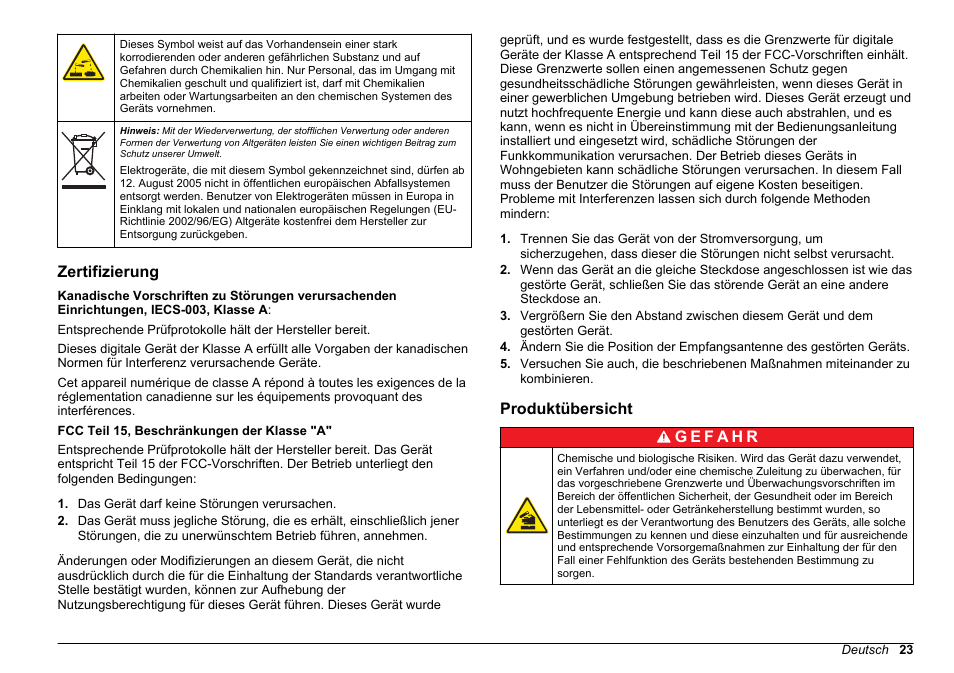 Zertifizierung, Produktübersicht | Hach-Lange POLYMETRON 9610 sc SiO2 Operations User Manual | Page 23 / 410