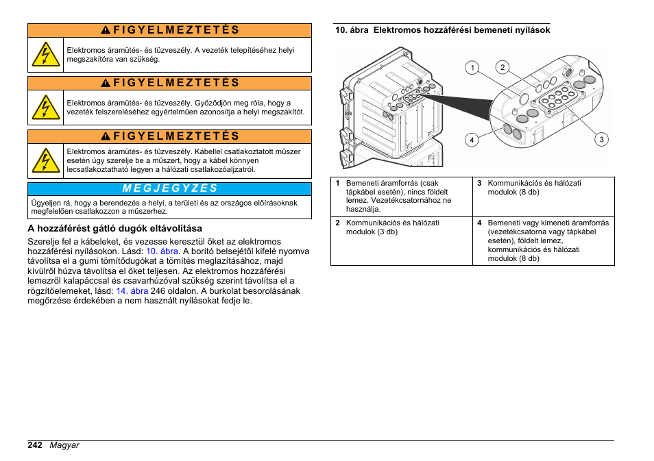 A hozzáférést gátló dugók eltávolítása | Hach-Lange POLYMETRON 9610 sc SiO2 Operations User Manual | Page 242 / 410
