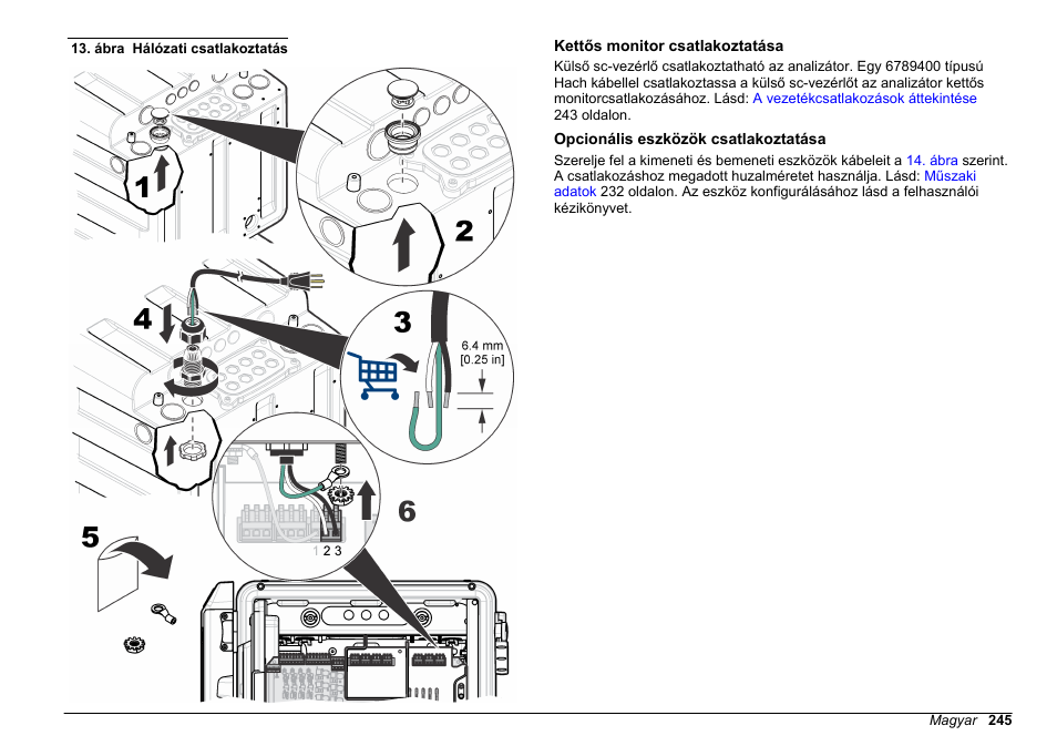 Kettős monitor csatlakoztatása, Opcionális eszközök csatlakoztatása, Ábra | Hach-Lange POLYMETRON 9610 sc SiO2 Operations User Manual | Page 245 / 410