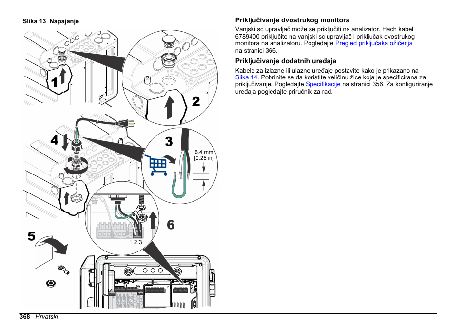 Priključivanje dvostrukog monitora, Priključivanje dodatnih uređaja, Slika 13 | Hach-Lange POLYMETRON 9610 sc SiO2 Operations User Manual | Page 368 / 410