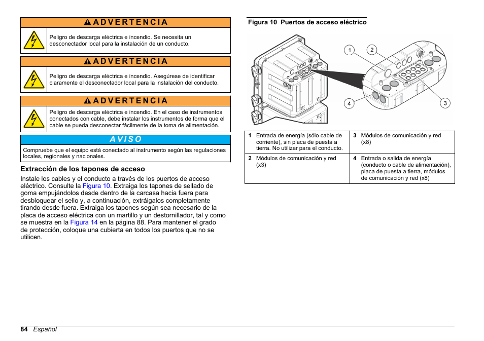 Extracción de los tapones de acceso | Hach-Lange POLYMETRON 9610 sc SiO2 Operations User Manual | Page 84 / 410