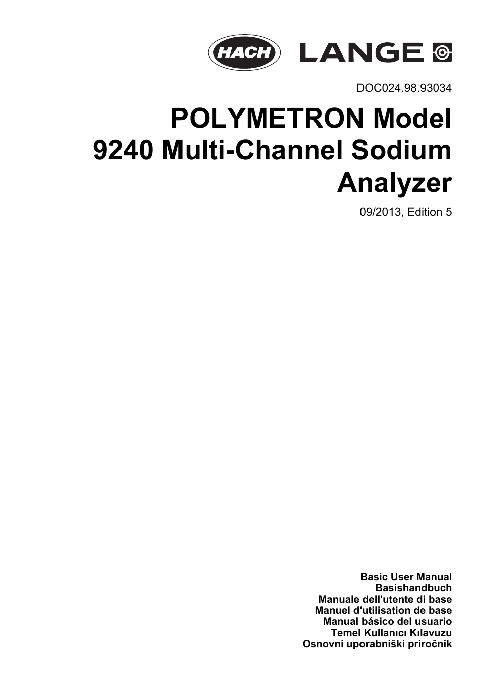 Hach-Lange POLYMETRON 9240 Basic User Manual User Manual | 162 pages