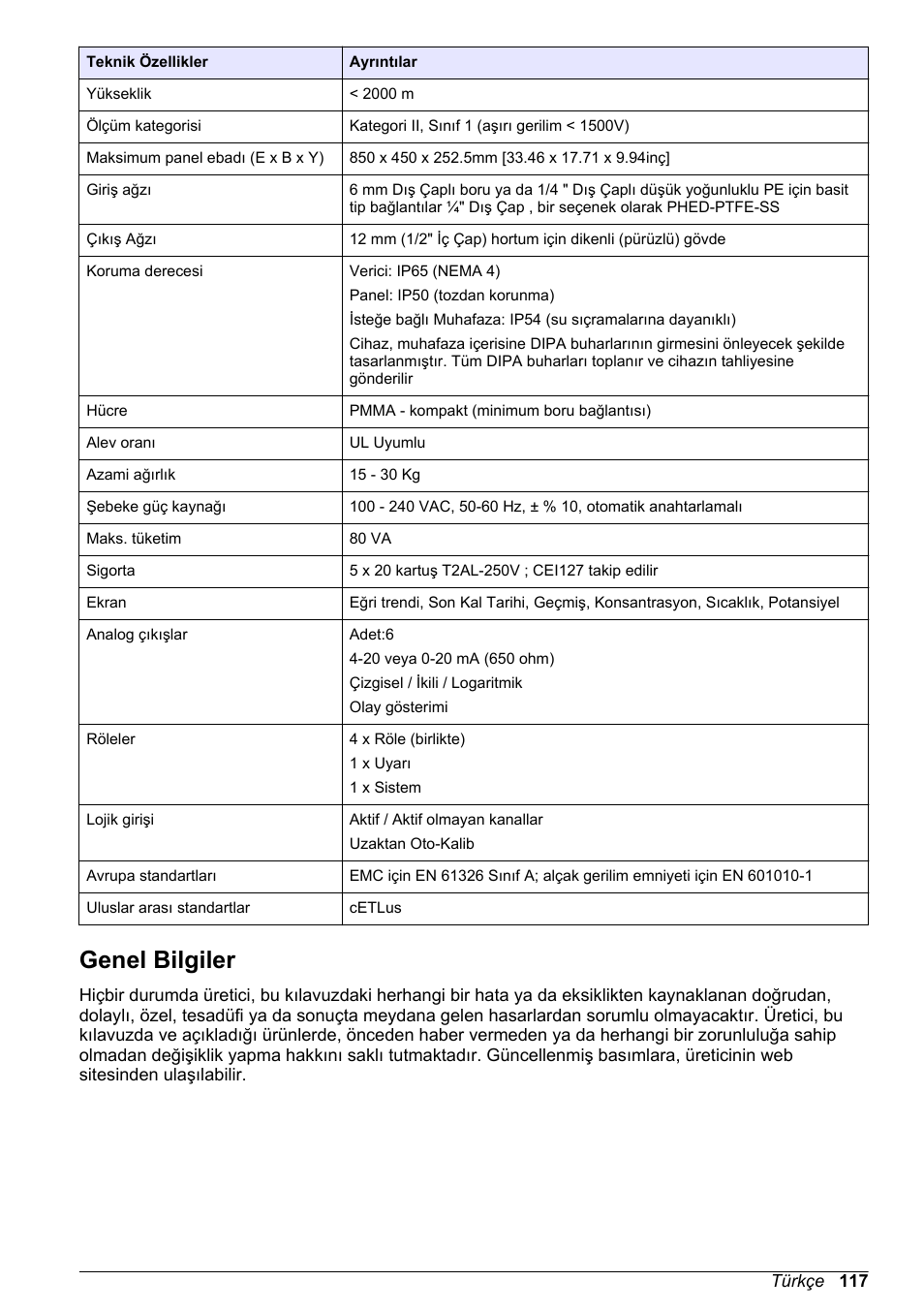 Genel bilgiler | Hach-Lange POLYMETRON 9240 Basic User Manual User Manual | Page 117 / 162