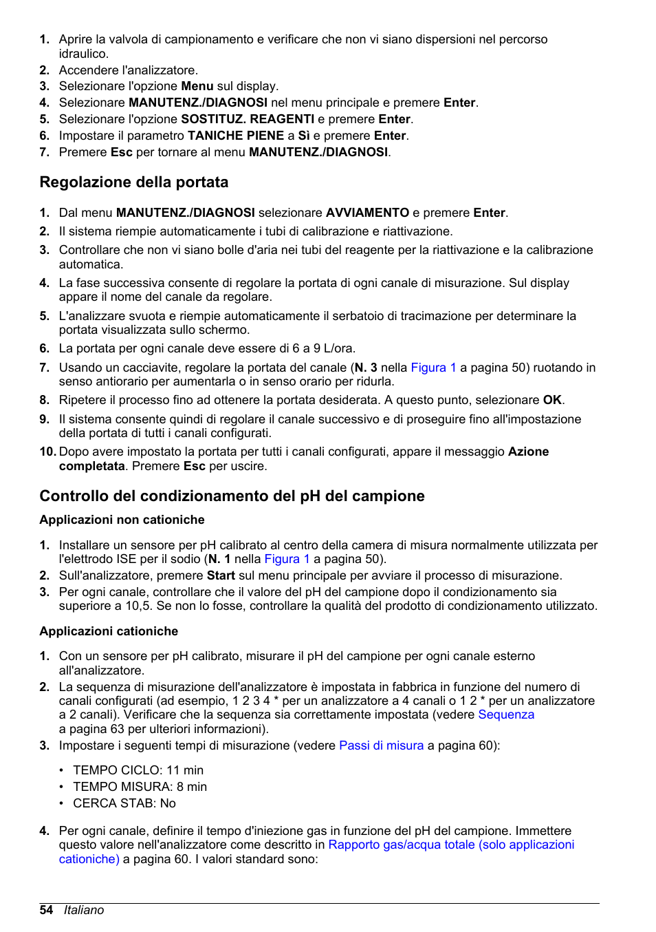 Regolazione della portata, Controllo del condizionamento del ph del campione | Hach-Lange POLYMETRON 9240 Basic User Manual User Manual | Page 54 / 162