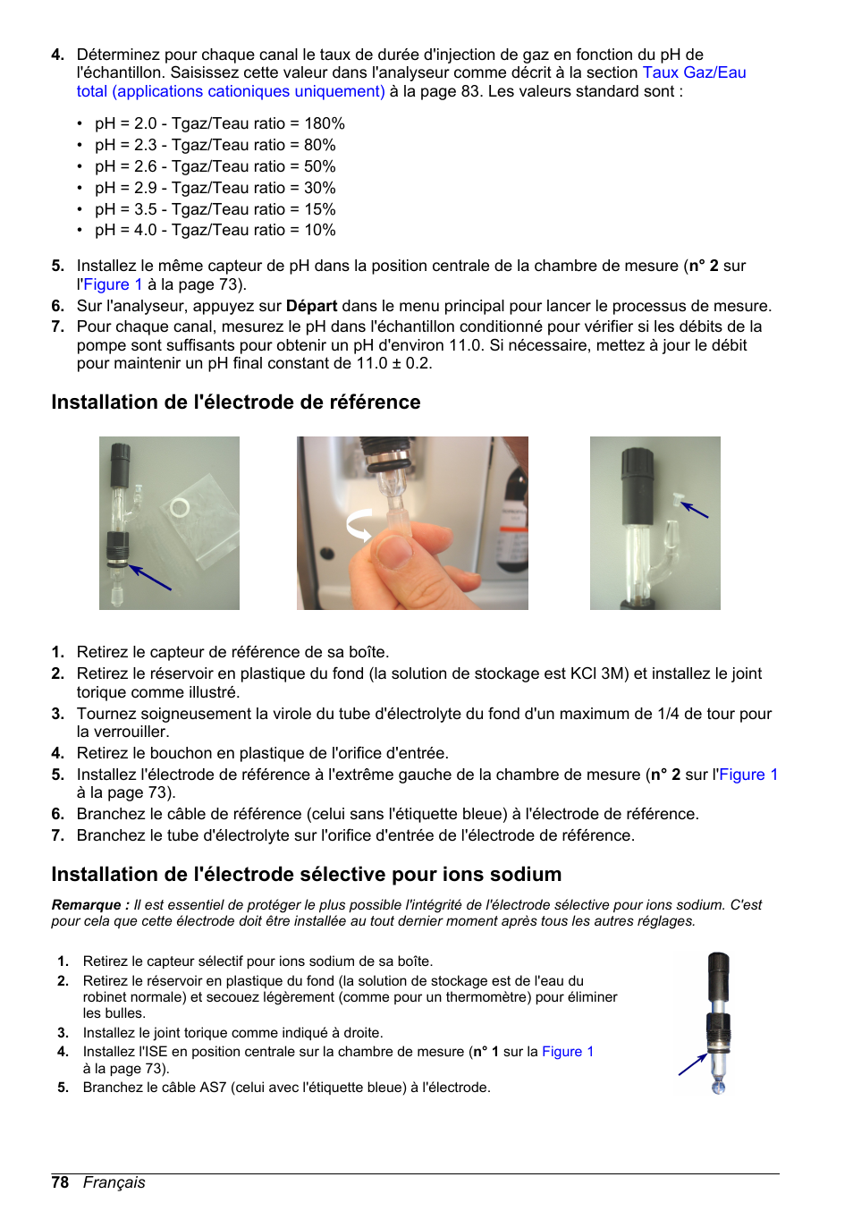 Installation de l'électrode de référence | Hach-Lange POLYMETRON 9240 Basic User Manual User Manual | Page 78 / 162