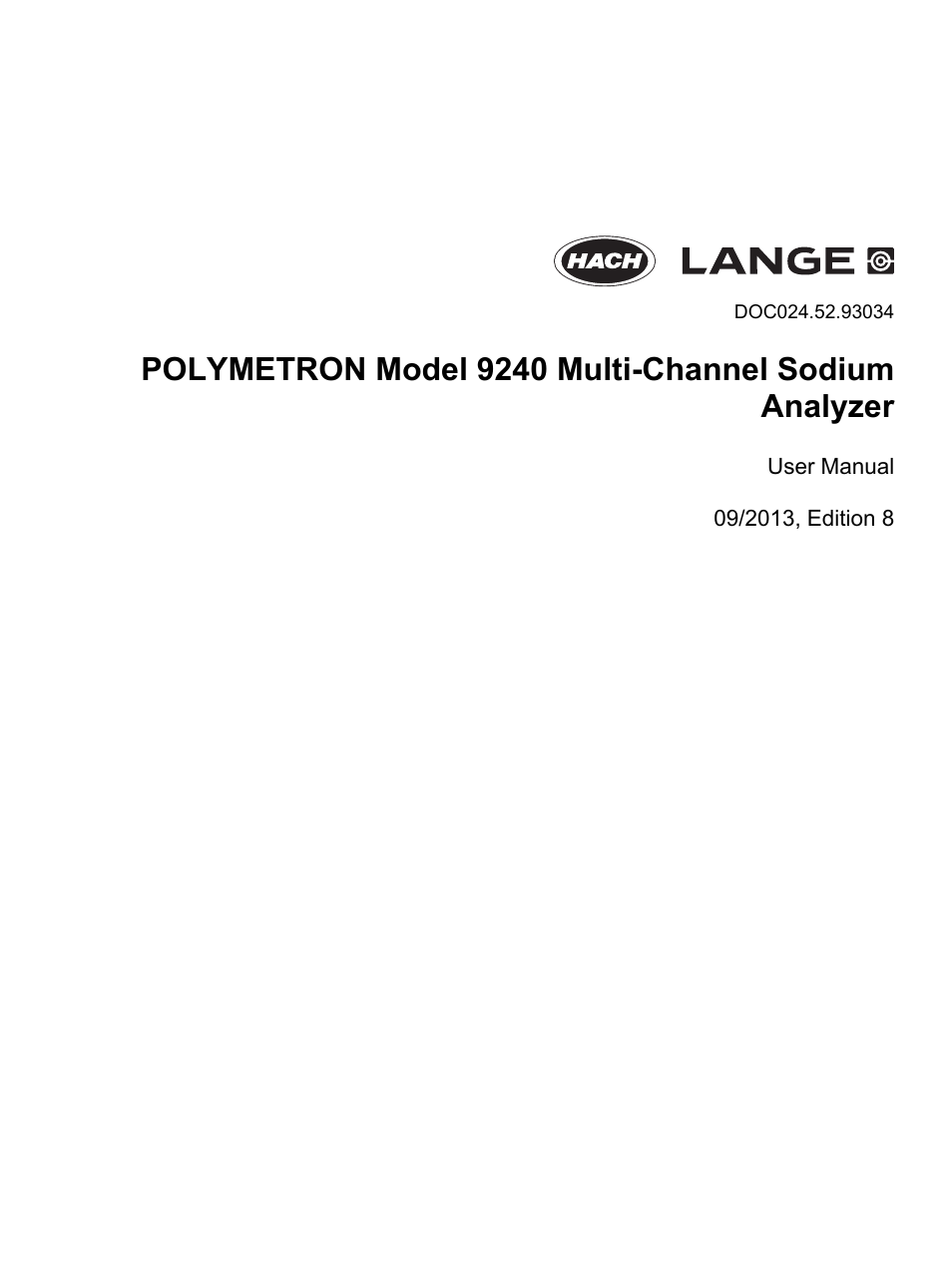 Hach-Lange POLYMETRON 9240 Operator Manual User Manual | 144 pages