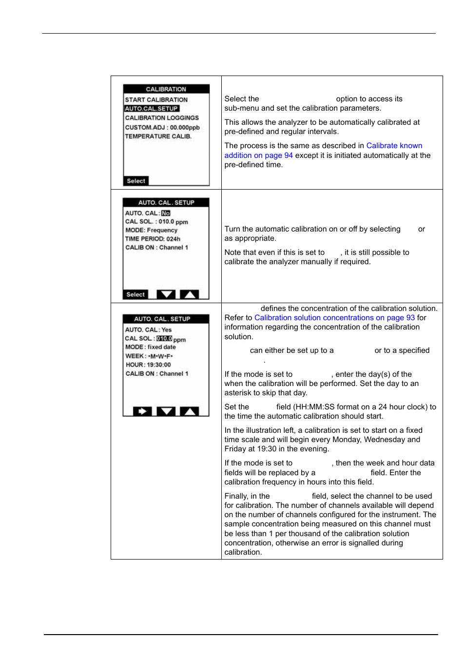 5 automatic calibration setup, If th, Automatic calibration | Calibration | Hach-Lange POLYMETRON 9240 Operator Manual User Manual | Page 101 / 144