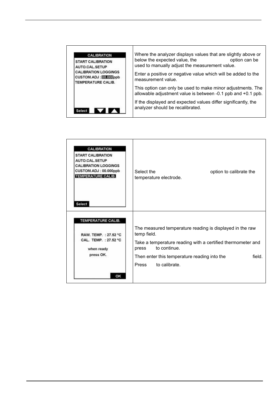 8 custom adjustment, 9 temperature calibration, 8 custom adjustment 8.9 temperature calibration | Hach-Lange POLYMETRON 9240 Operator Manual User Manual | Page 103 / 144