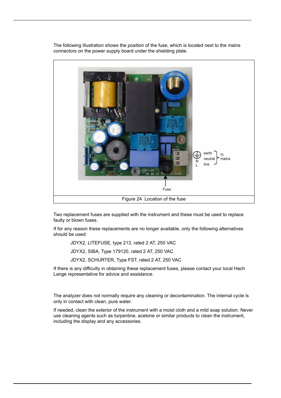 3 fuse replacement, 4 cleaning and decontamination | Hach-Lange POLYMETRON 9240 Operator Manual User Manual | Page 106 / 144
