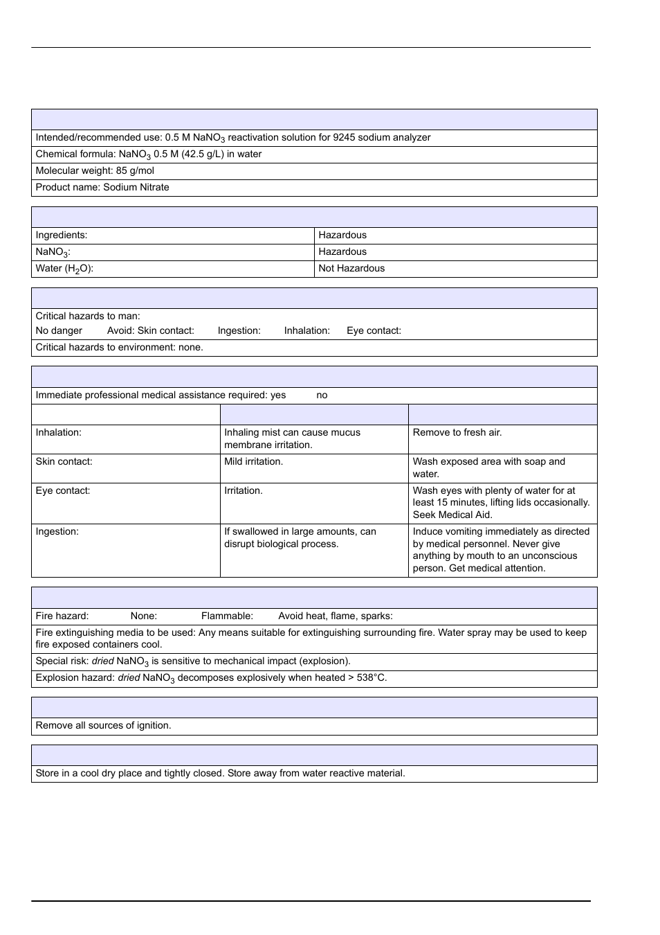 4 sodium nitrate, Material safety data sheets (msds) | Hach-Lange POLYMETRON 9240 Operator Manual User Manual | Page 136 / 144