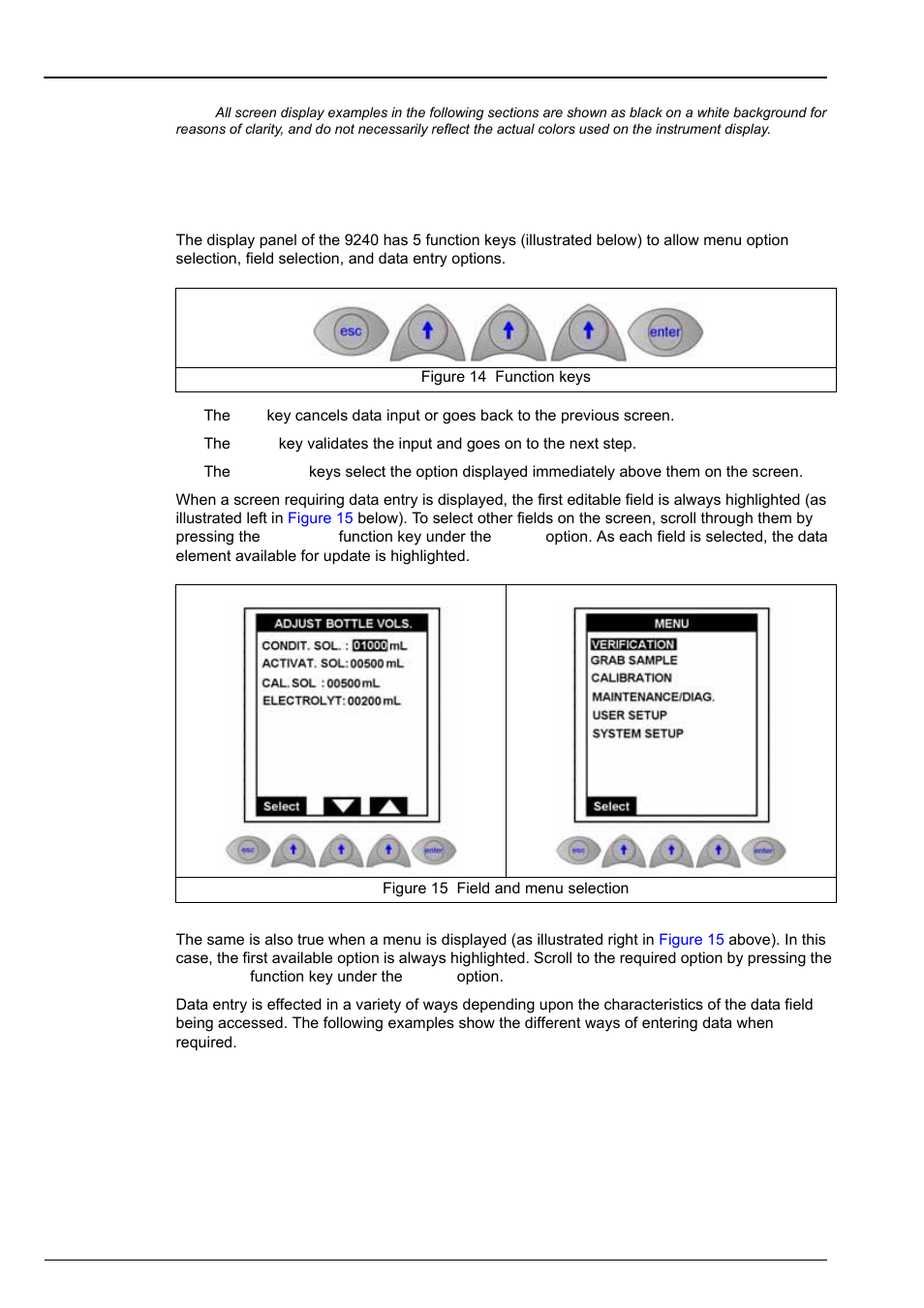 Section 5 operating instructions, 1 data entry, 1 function keys | Hach-Lange POLYMETRON 9240 Operator Manual User Manual | Page 61 / 144