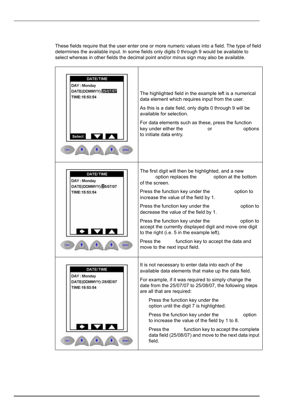 2 numeric fields, Operating instructions 5.1.2 numeric fields | Hach-Lange POLYMETRON 9240 Operator Manual User Manual | Page 62 / 144