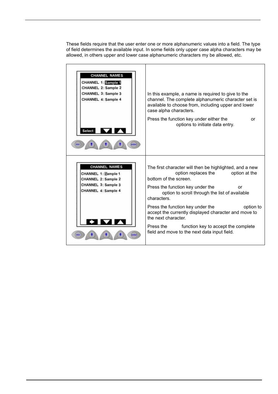 3 alphanumeric fields, Operating instructions 5.1.3 alphanumeric fields | Hach-Lange POLYMETRON 9240 Operator Manual User Manual | Page 63 / 144