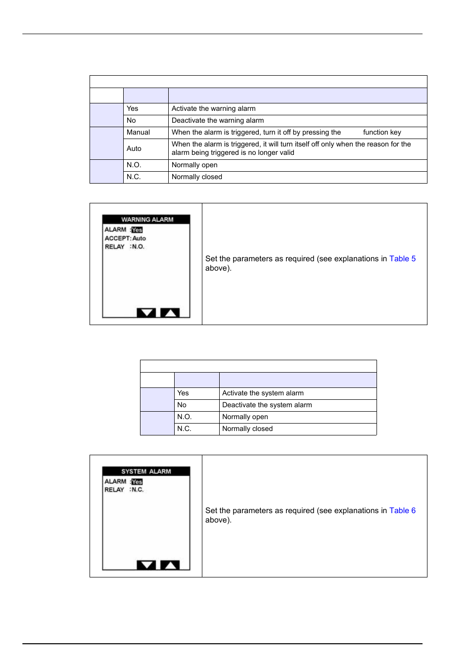 2 warning alarm, 3 system alarm, 2 warning alarm 7.3.3 system alarm | Hach-Lange POLYMETRON 9240 Operator Manual User Manual | Page 88 / 144