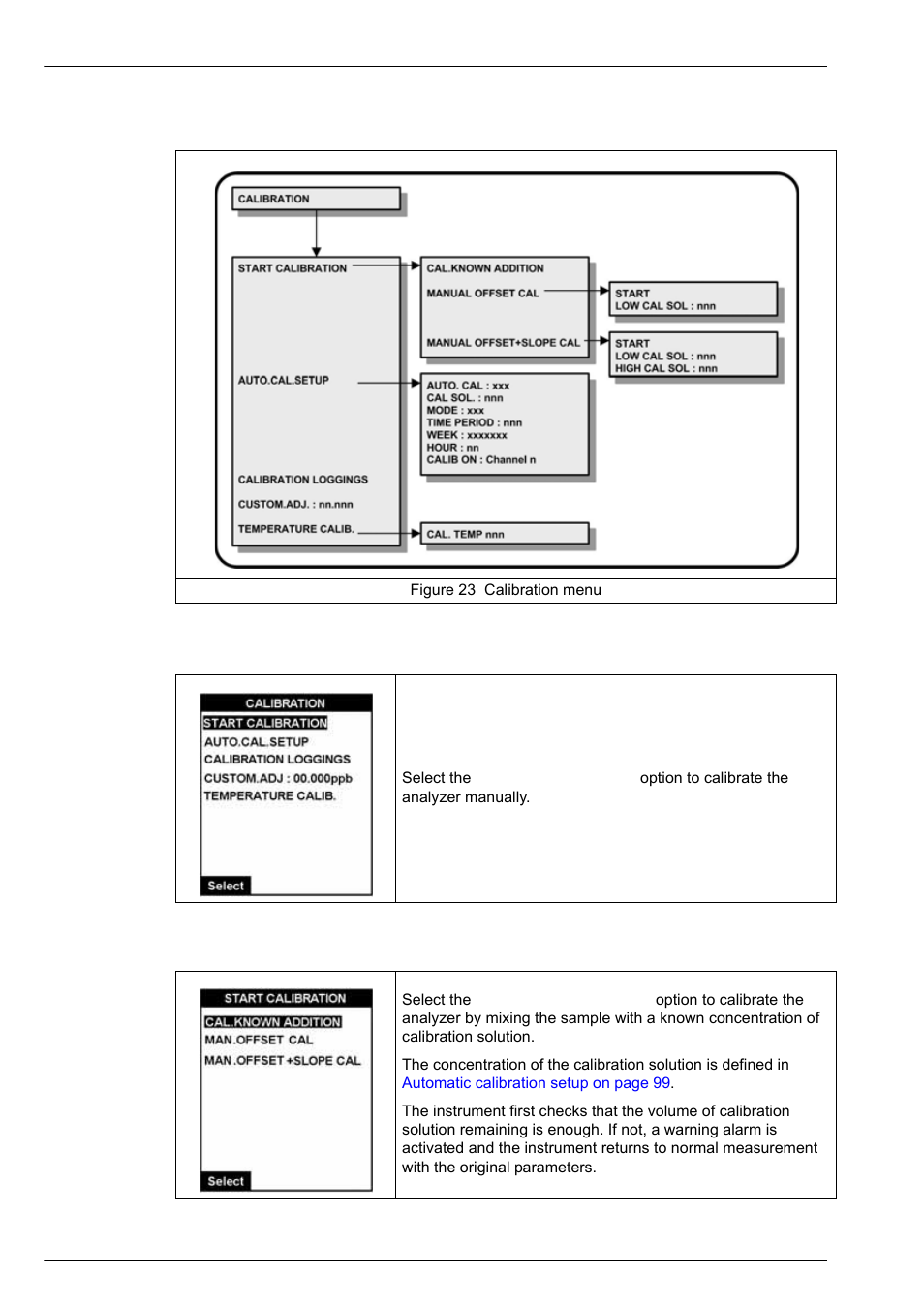 3 calibration - menu overview, 4 start calibration, 1 calibrate known addition | Hach-Lange POLYMETRON 9240 Operator Manual User Manual | Page 96 / 144