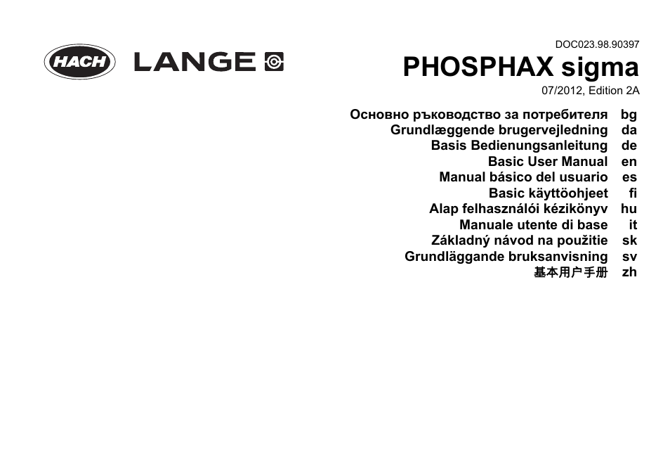 Hach-Lange PHOSPHAX sigma Basic User Manual User Manual | 305 pages