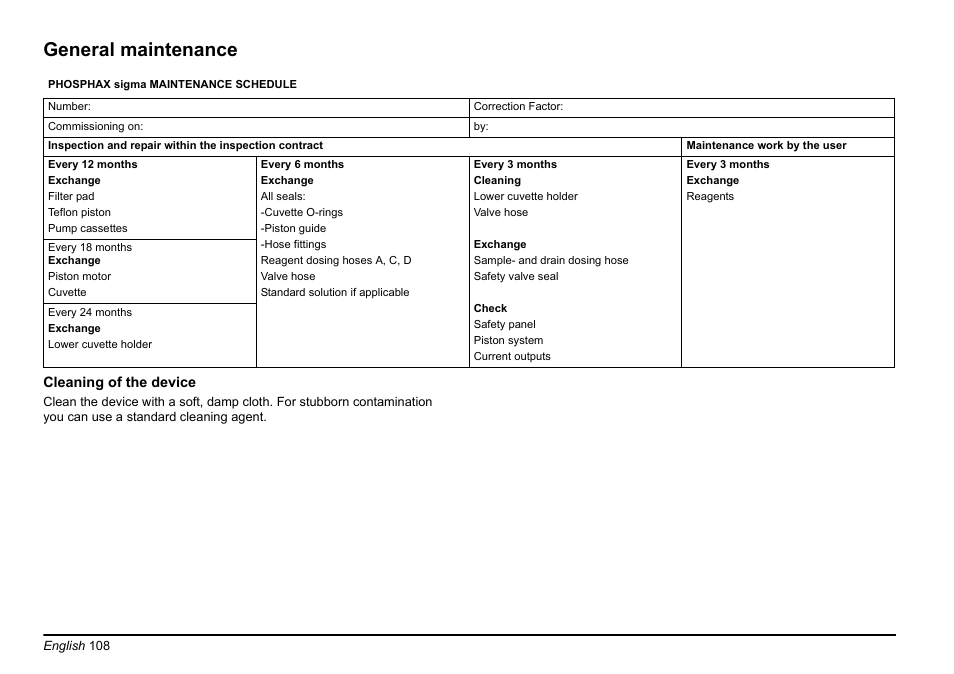 General maintenance | Hach-Lange PHOSPHAX sigma Basic User Manual User Manual | Page 108 / 305