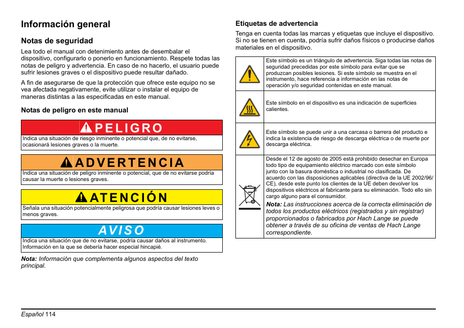 Av i s o, Información general | Hach-Lange PHOSPHAX sigma Basic User Manual User Manual | Page 114 / 305