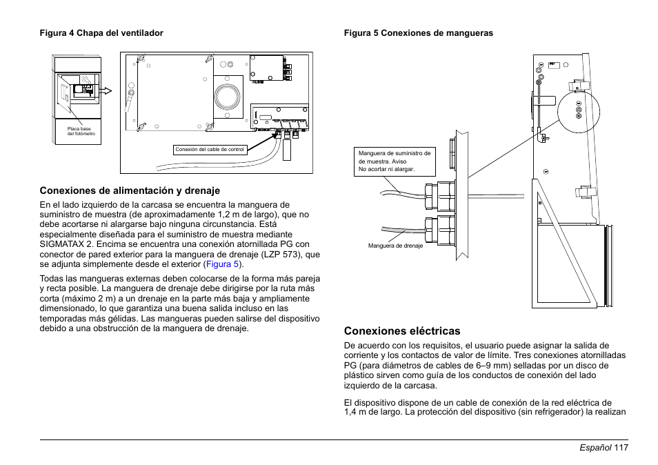 Figura 4, Conexiones eléctricas | Hach-Lange PHOSPHAX sigma Basic User Manual User Manual | Page 117 / 305