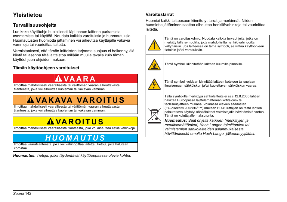 Va a r a, Yleistietoa | Hach-Lange PHOSPHAX sigma Basic User Manual User Manual | Page 142 / 305