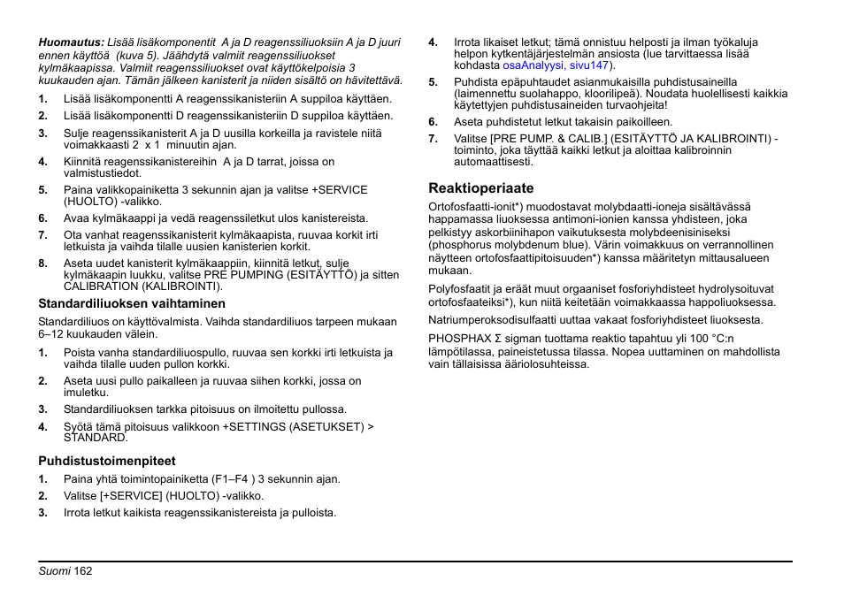 Osapuhdistustoimenpiteet, sivu162 | Hach-Lange PHOSPHAX sigma Basic User Manual User Manual | Page 162 / 305