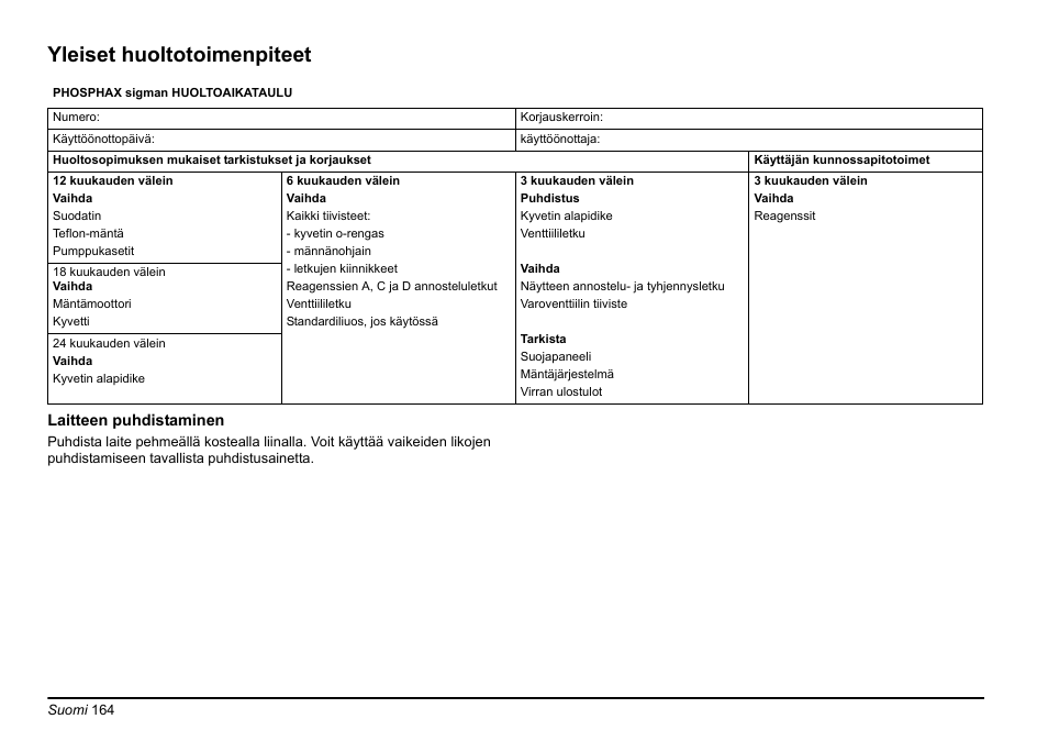 Yleiset huoltotoimenpiteet | Hach-Lange PHOSPHAX sigma Basic User Manual User Manual | Page 164 / 305