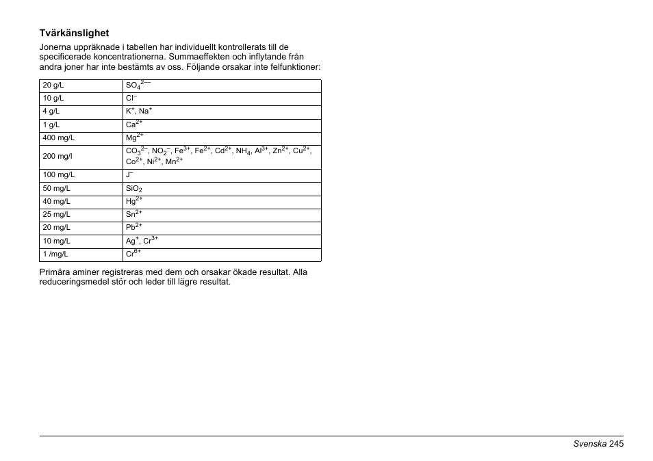 Tvärkänslighet | Hach-Lange PHOSPHAX sigma Basic User Manual User Manual | Page 245 / 305
