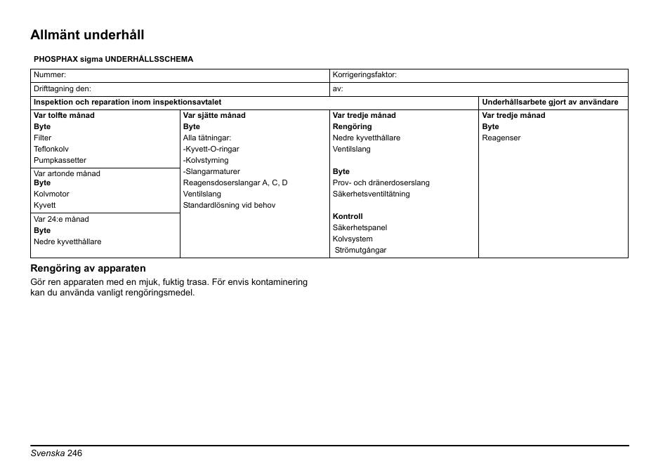 Allmänt underhåll | Hach-Lange PHOSPHAX sigma Basic User Manual User Manual | Page 246 / 305
