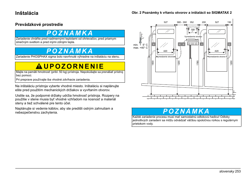 Inštalácia, Prevádzkové prostredie | Hach-Lange PHOSPHAX sigma Basic User Manual User Manual | Page 253 / 305