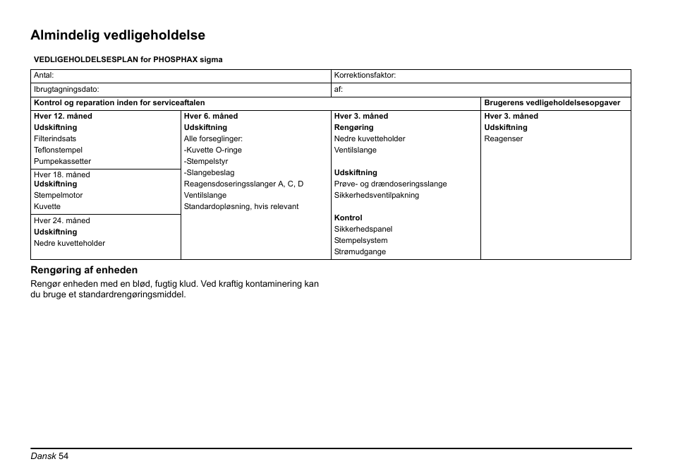 Almindelig vedligeholdelse | Hach-Lange PHOSPHAX sigma Basic User Manual User Manual | Page 54 / 305