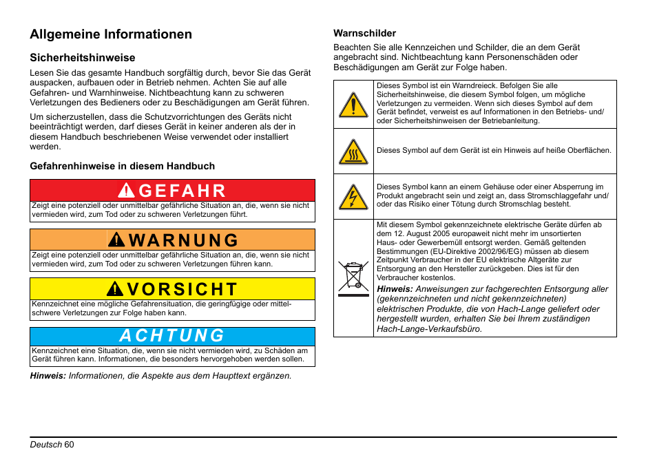 G e fa h r, Allgemeine informationen | Hach-Lange PHOSPHAX sigma Basic User Manual User Manual | Page 60 / 305