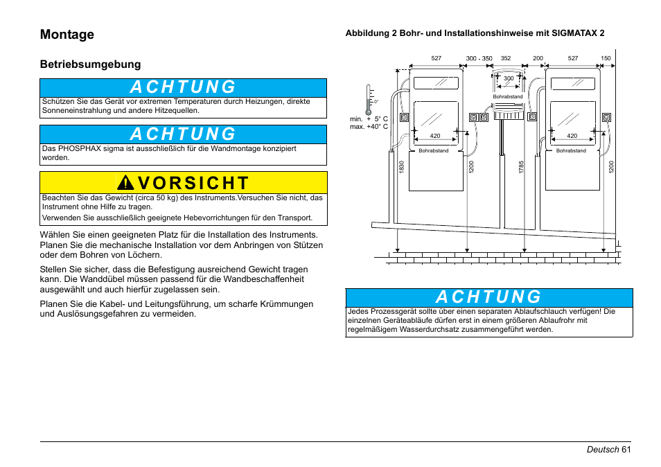 Montage, Betriebsumgebung | Hach-Lange PHOSPHAX sigma Basic User Manual User Manual | Page 61 / 305