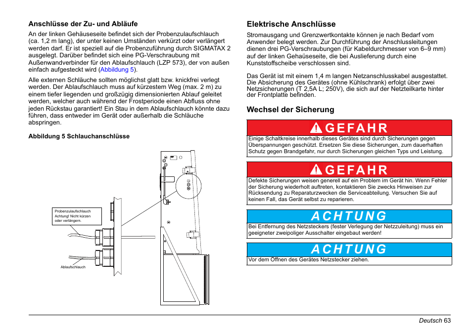 G e fa h r | Hach-Lange PHOSPHAX sigma Basic User Manual User Manual | Page 63 / 305