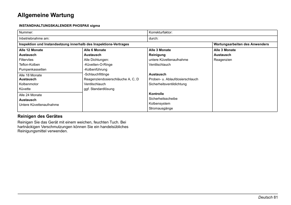 Allgemeine wartung | Hach-Lange PHOSPHAX sigma Basic User Manual User Manual | Page 81 / 305