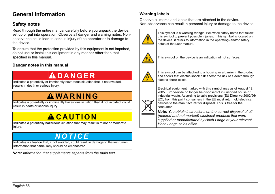 General information | Hach-Lange PHOSPHAX sigma Basic User Manual User Manual | Page 88 / 305