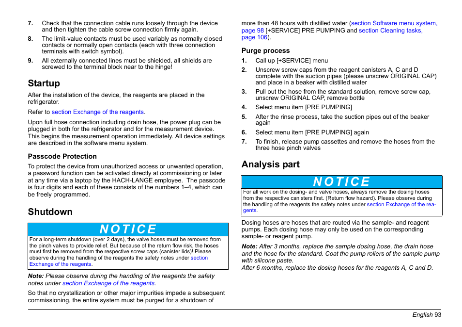 Startup, Shutdown, Analysis part | Hach-Lange PHOSPHAX sigma Basic User Manual User Manual | Page 93 / 305