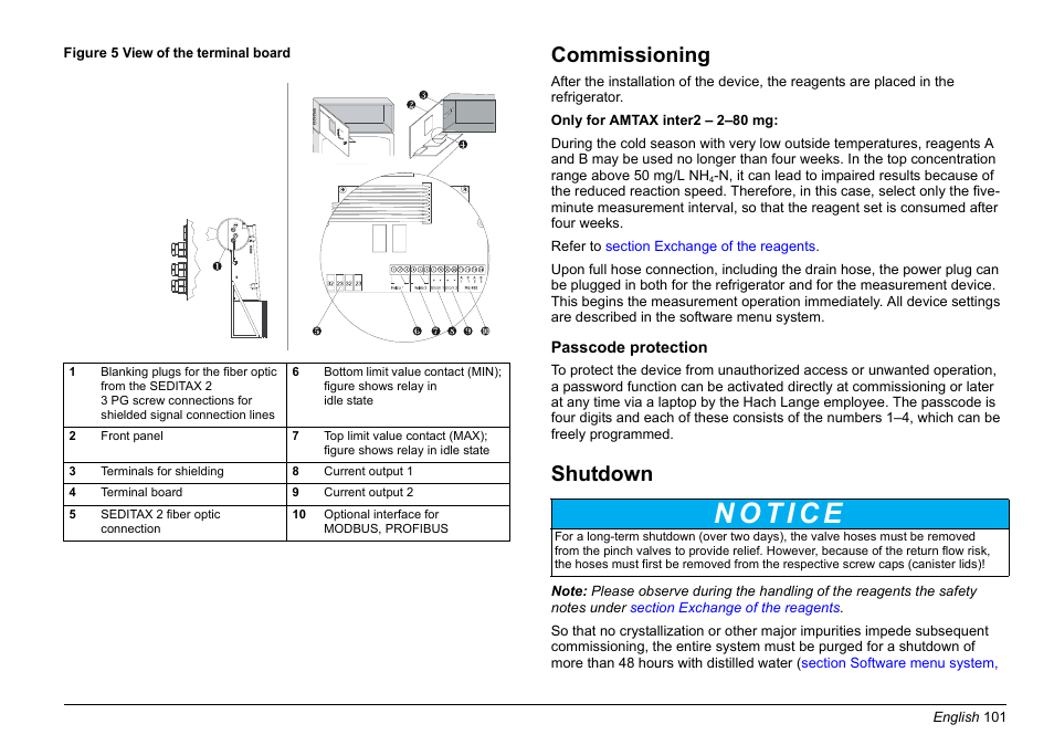 Commissioning, Shutdown | Hach-Lange AMTAX inter2 Basic User Manual User Manual | Page 101 / 377