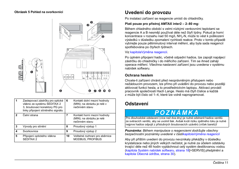 Uvedení do provozu, Odstavení | Hach-Lange AMTAX inter2 Basic User Manual User Manual | Page 11 / 377