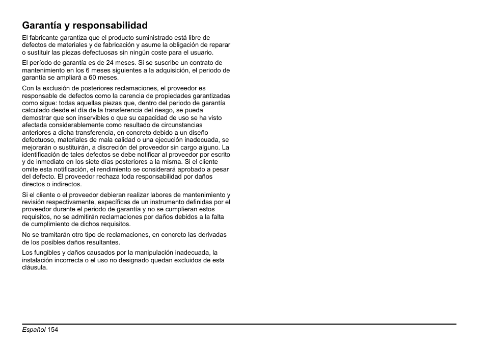 Garantía y responsabilidad | Hach-Lange AMTAX inter2 Basic User Manual User Manual | Page 154 / 377