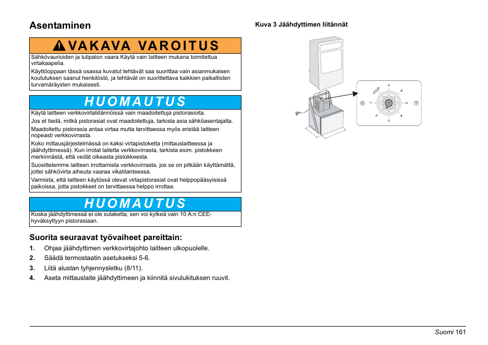 Asentaminen | Hach-Lange AMTAX inter2 Basic User Manual User Manual | Page 161 / 377