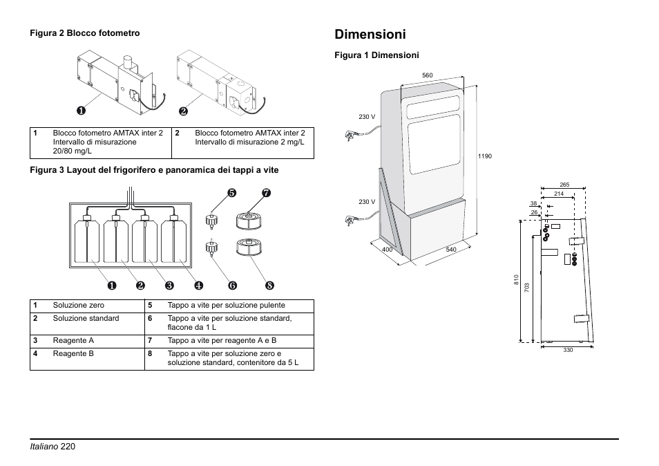 Dimensioni | Hach-Lange AMTAX inter2 Basic User Manual User Manual | Page 220 / 377
