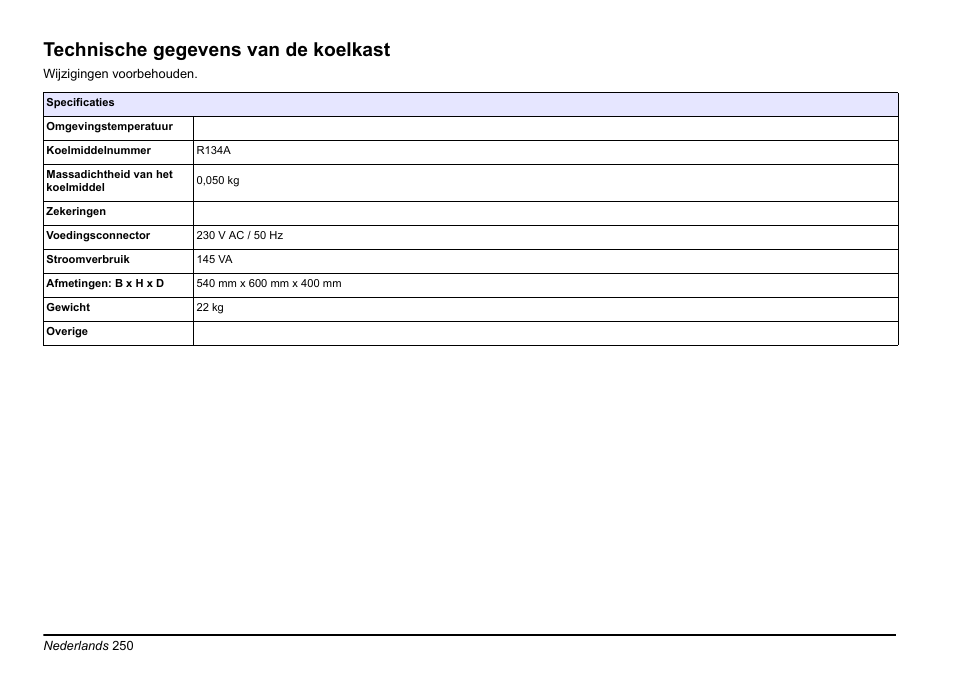 Technische gegevens van de koelkast | Hach-Lange AMTAX inter2 Basic User Manual User Manual | Page 250 / 377