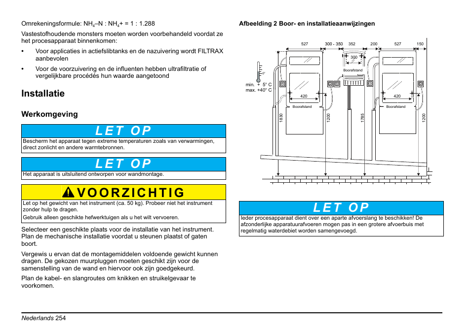 Installatie, Werkomgeving | Hach-Lange AMTAX inter2 Basic User Manual User Manual | Page 254 / 377