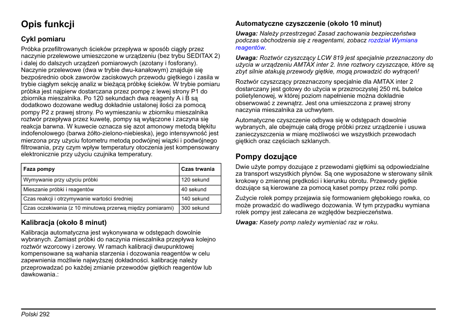 Opis funkcji | Hach-Lange AMTAX inter2 Basic User Manual User Manual | Page 292 / 377