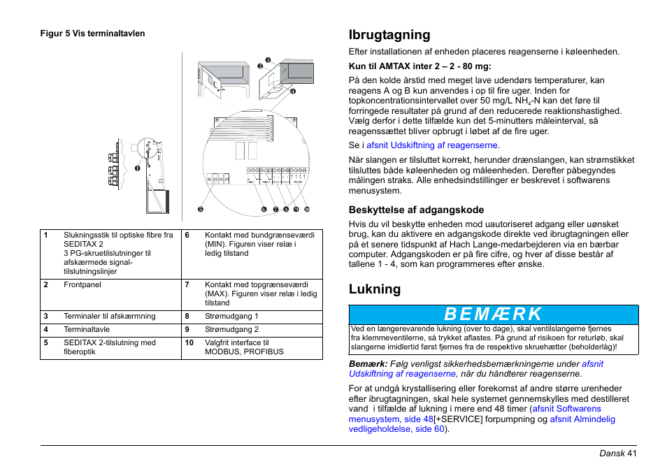 Ibrugtagning, Lukning | Hach-Lange AMTAX inter2 Basic User Manual User Manual | Page 41 / 377