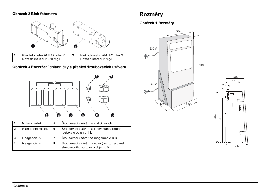 Rozměry | Hach-Lange AMTAX inter2 Basic User Manual User Manual | Page 6 / 377